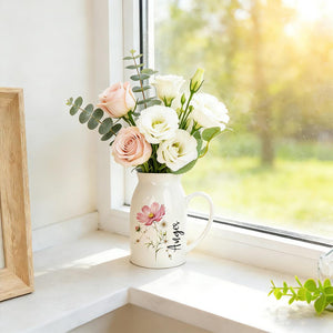 Personalized Birth Flower Ceramic Vase, Zodiac Sign Gift for Mom,Mothers Day Gift,Grandma Gift
