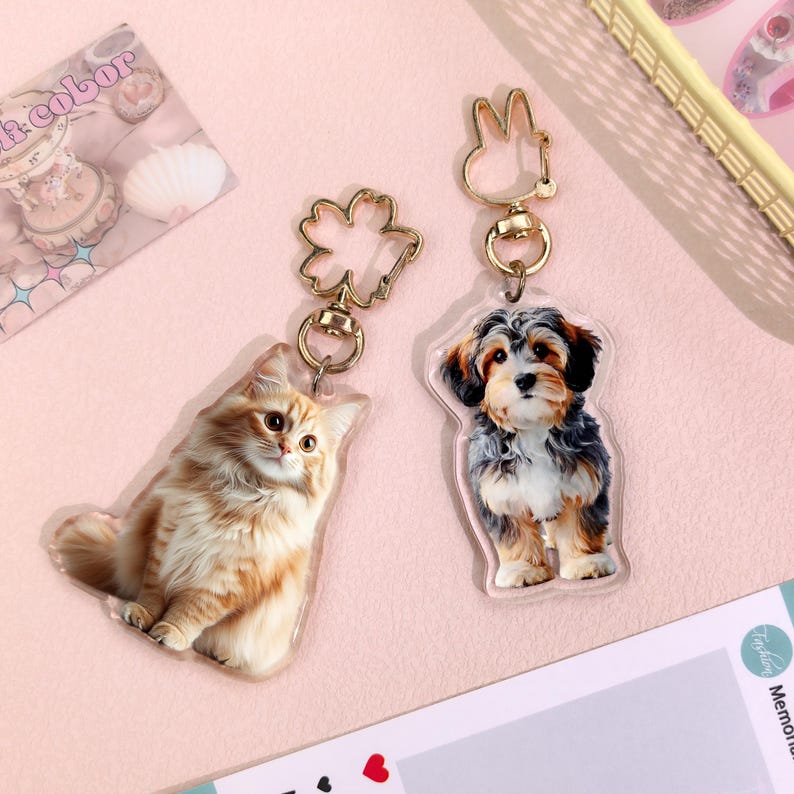 Custom Cat Keychain, Custom Photo Keychain, Pet Keychain, Family Photo Keychain, Acrylic Dog Keychain, Personalized Gift for Pet Lover