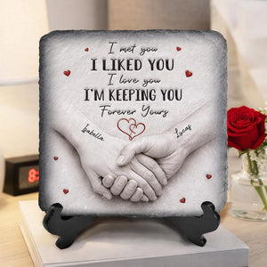 Forever & Always Holding On To You - Personalized Holding Hands Stone Plaque,Custom Home Decor, Custom Name Date, Couples Anniversary Gifts
