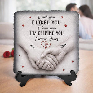 Forever & Always Holding On To You - Personalized Holding Hands Stone Plaque,Custom Home Decor, Custom Name Date, Couples Anniversary Gifts