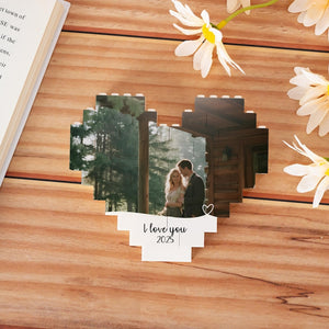 Personalized Heart Photo Building Block, Picture Building Block, Brick Puzzle, Gifts for Boyfriend/Girlfriend, Valentine Gift for Couples
