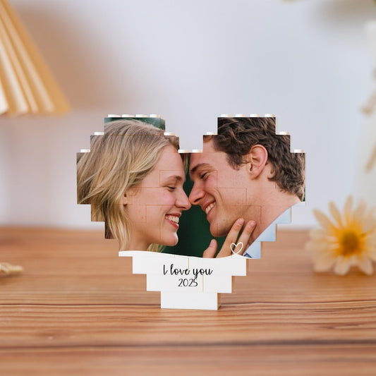 Personalized Heart Photo Building Block, Picture Building Block, Brick Puzzle, Gifts for Boyfriend/Girlfriend, Valentine Gift for Couples
