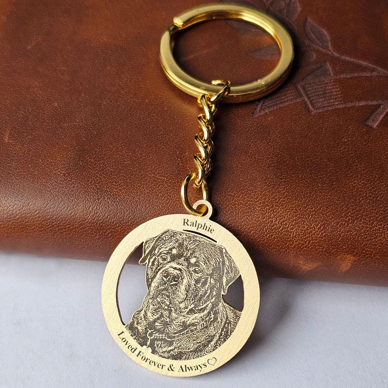 Pet Portrait Keychain: Custom Photo And Text