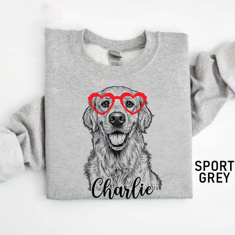 Custom Pet Valentine's Day Shirt, Custom Pet Portrait Sweatshirt, Personalized Valentine Gift for Pet Lover, Custom Dog Cat Graphic Tee
