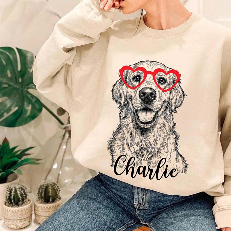 Custom Pet Valentine's Day Shirt, Custom Pet Portrait Sweatshirt, Personalized Valentine Gift for Pet Lover, Custom Dog Cat Graphic Tee