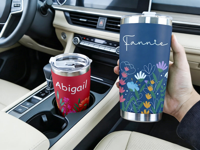 Floral Insulated Tumbler, Custom Name Cup Birthday/Valentine's Day/Mother's Day Gift for her, Personalized Teacher Appreciation Cup