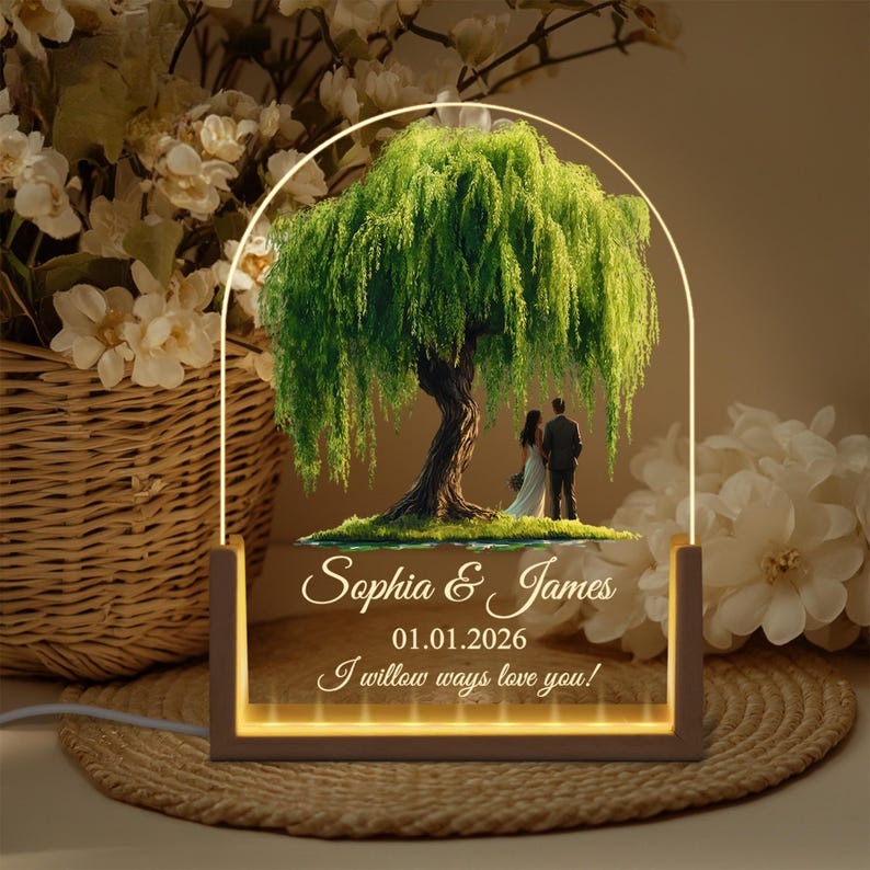 Anniversary Willow Night Light,Willow Tree 9 Year Anniversary,9th Wedding Anniversary Gift For Her,Gift for Couples,Wedding Anniversary Gift