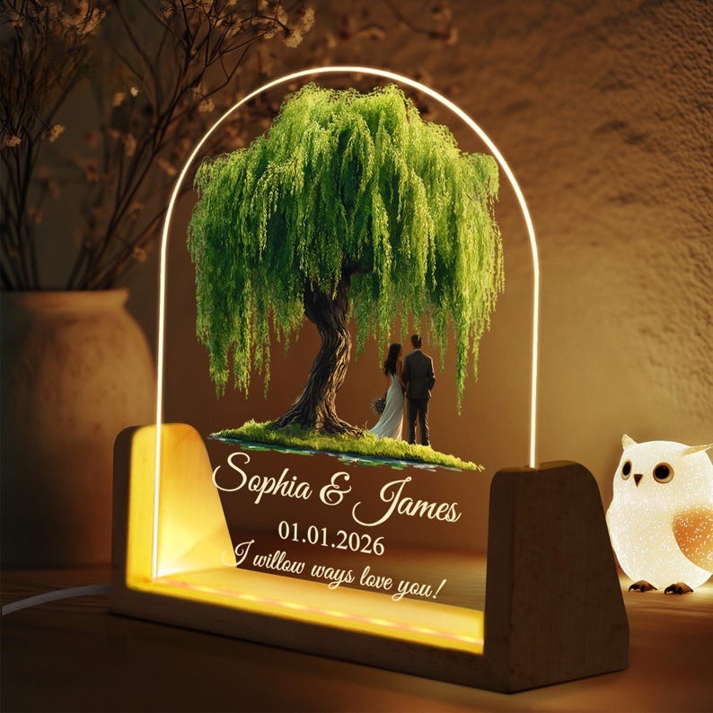 Anniversary Willow Night Light,Willow Tree 9 Year Anniversary,9th Wedding Anniversary Gift For Her,Gift for Couples,Wedding Anniversary Gift