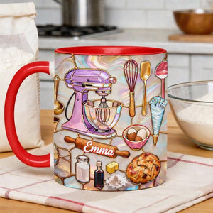 Personalized Love Baking Mug, Custom Name Ceramic Coffee Mug, Sweet Baking Gift For Mom, Mothers Day Mug