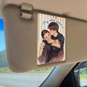 Custom Portrait From Photo Couples Car Visor Clip, Valentine Gifts, Custom Drive Safe Sun Visor Picture Clip, Valentine's Day Gift For Him