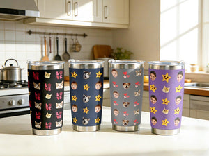 Custom Baby/Pet Face Portrait Tumbler, Personalized Insulated Tumbler, Holiday Gifts for Parents and Grandparents