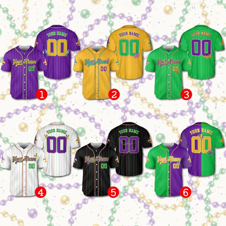 Custom Festival Baseball Jersey Personalized Your Krewe, Name & Number Holiday Team Jersey, Family Matching Men Women Youth Kids