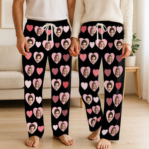 Personalized Face Pajama Pants, Custom Photo Sleep Pants, Gift for Anniversary/Birthday/Bachelorette/Valentine, Matching Couple Lounge Pants