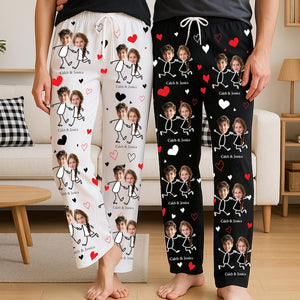 Custom Face Pajama Pants for Couples, Personalized Photo Pajama Pants, Personalized Valentine Gift, Funny Matching Sleepwear