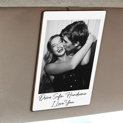 Custom Couple Polaroid Photo Car Visor Clip, Personalized Sun Visor Clip, Valentine Gift For Lover, Husband Wife Gift, Drive Safe Car Decor