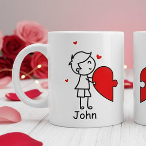 You Complete Me Coffee Mug, Custom Couple Mug, Cute Happy Valentine's Day Gifts For Boyfriend Girlfriend Him Her