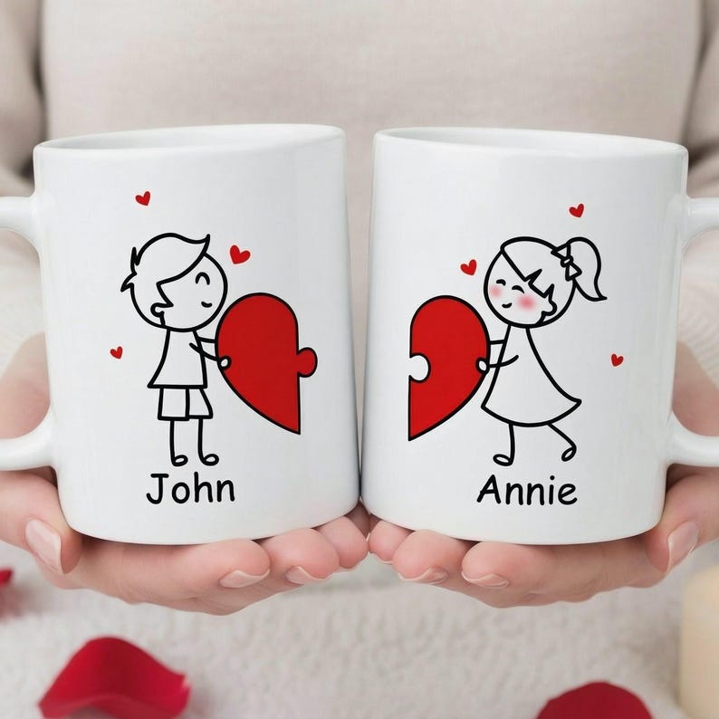 You Complete Me Coffee Mug, Custom Couple Mug, Cute Happy Valentine's Day Gifts For Boyfriend Girlfriend Him Her