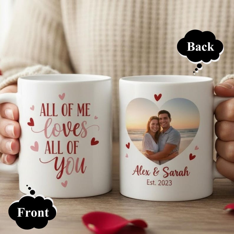 Couple Anniversary Coffee Mug, Custom All Of Me Loves All Of You Mug, Valentine's Day Romantic Love Cups Set Gift For Him Her