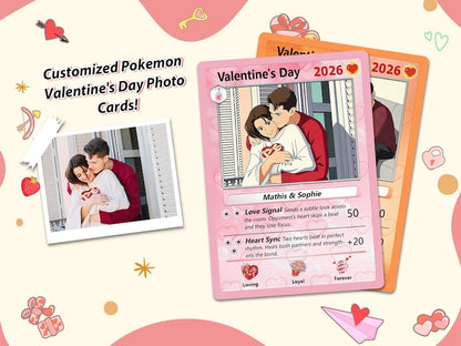 Custom Couple Poke Valentines Card, Personalized Photo Portrait Card, Valentine s Gift for Couples, Anniversary Keepsake, Gift for Him
