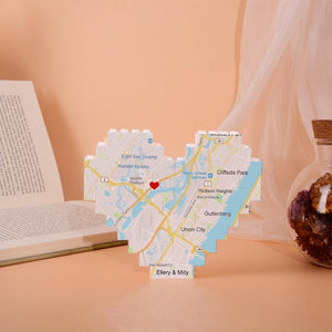 Map Print Building Block, Photo Puzzles Blocks with Location, Friend Long Distance Gift, Couple Engagement, Anniversary Gift, Valentine Gift