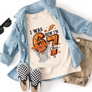 I Was 6 Now I m 7 Shirt, Basketball Birthday Shirt for Boys, 7th Birthday Boy Gift, Custom Sports Birthday Tee