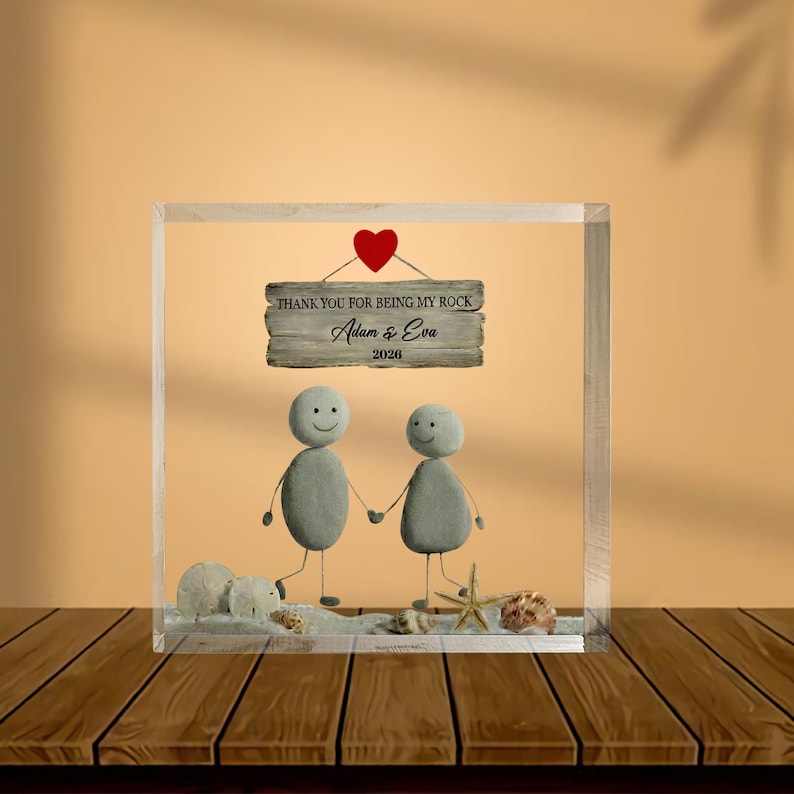 Thank You For Being My Rock Acrylic Plaque, Personalized Anniversary Gift for Couple, Wedding Gift, Valentines Day Gift, Engagement Keepsake