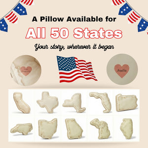 State Shape Pillow With City Name, Custom Throw Gift All 50 States for Grandparents Loved Ones Gift