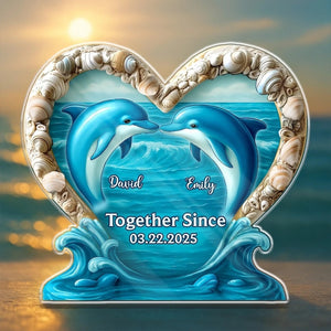 Personalized Dolphin Couple Acrylic Plaque, Anniversary & Valentine Gift for Husband and Wife