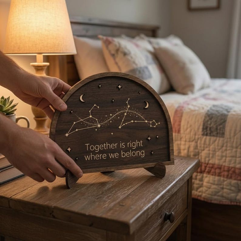 Custom Star Constellation Wooden Sign Together Is Right Where We Belong Gift For Her Him Anniversary Wedding Decor Celestial Wall Art