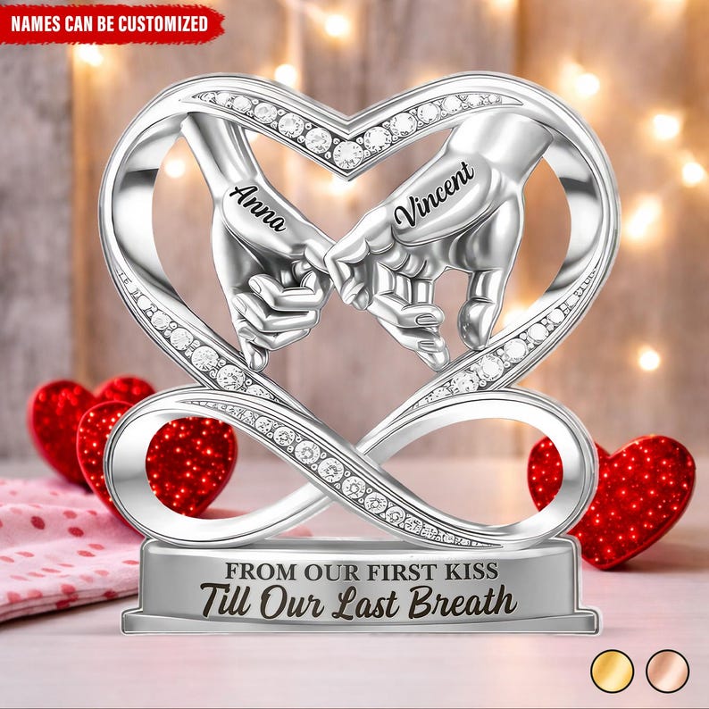From Our First Kiss Till Our Last Breath - Personalized Holding Hands Couple Acrylic Plaque,Romantic Valentine Gift,Anniversary Wedding Gift
