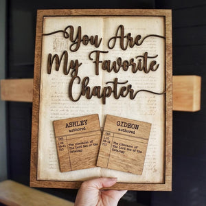 Personalized Anniversary Gift For Book Lovers You Are My Favorite Chapter Wooden Wall Art Custom Library Card Sign Wedding Gift For Couple