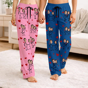 Custom Face Pajamas Pants for Couples, Personalized Couple Photo Pajama, Pajama pants Party Valentine's Day gifts, Funny Face Pajama Pants