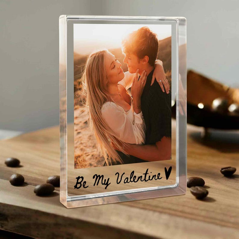 Personalized Couple Photo Acrylic Block Plaque, Custom Picture Acrylic Display, Valentines Day Gift For Him, Her, Couple Photo Frame