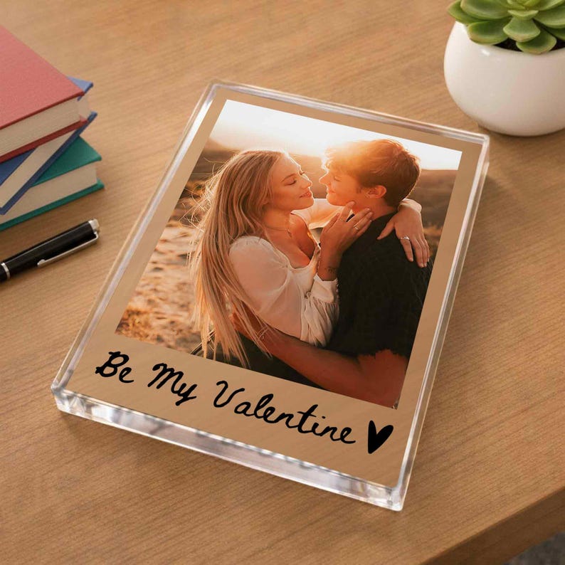 Personalized Couple Photo Acrylic Block Plaque, Custom Picture Acrylic Display, Valentines Day Gift For Him, Her, Couple Photo Frame