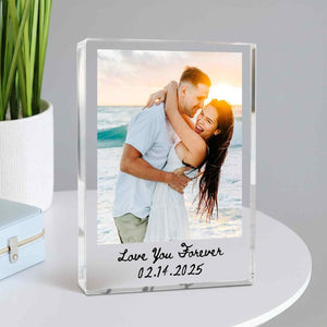 Personalized Couple Photo Acrylic Block Plaque, Custom Picture Acrylic Display, Valentines Day Gift For Him, Her, Couple Photo Frame