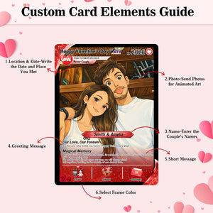 Personalized Poke Valentine s Day Card, Custom Photo Anime Couple Card, Wedding & Anniversary Gift for Him Her, Boyfriend Gift