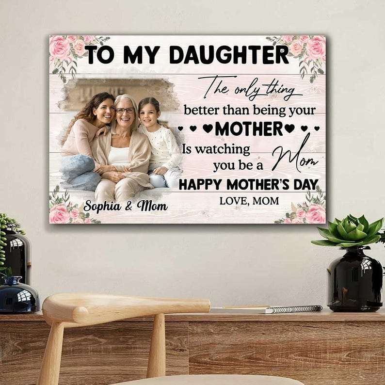 To My Daughter Personalized Wall Art, Mothers Day Gift from Mom, Custom Mother Daughter Print, Gift for Daughter, Family Keepsake Decor