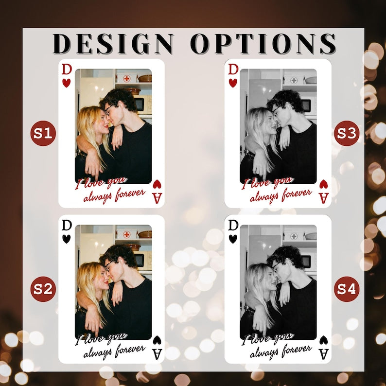 Personalized Couple Acrylic Photo Block, Ace Playing Card Frame, Text Quote, Desk Shelf Display