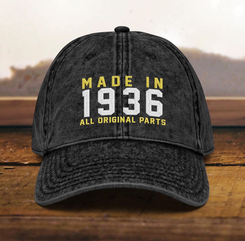 90th Birthday gift Vintage Embroidered Hat for 90th Birthday Born In 1936 Cotton Twill Cap