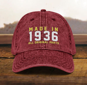 90th Birthday gift Vintage Embroidered Hat for 90th Birthday Born In 1936 Cotton Twill Cap