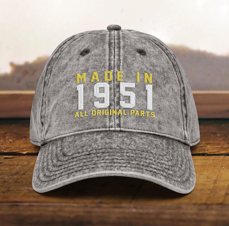 75th Birthday Gift Hat Born in 1951, Vintage Embroidered Cap for 75 Year Old, Retro Cotton Twill Dad Hat Birthday Present