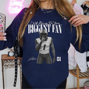 Custom Photo Sport Player Shirt - I'll Always Be Your Biggest Fan - Washed Tee Retro Bootleg Shirt For Football Lovers, Football Team Tee