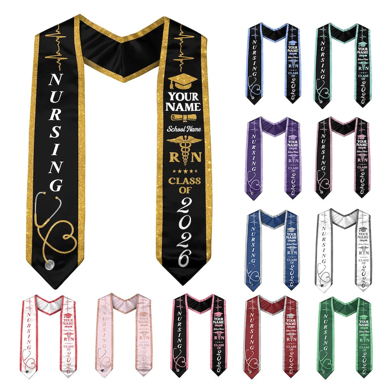 Customized Nursing Stole, Nursing Graduation Stole, RN Stole Nursing Stole Graduation 2026, Nursing Graduation, Nursing Stole Graduate 2026