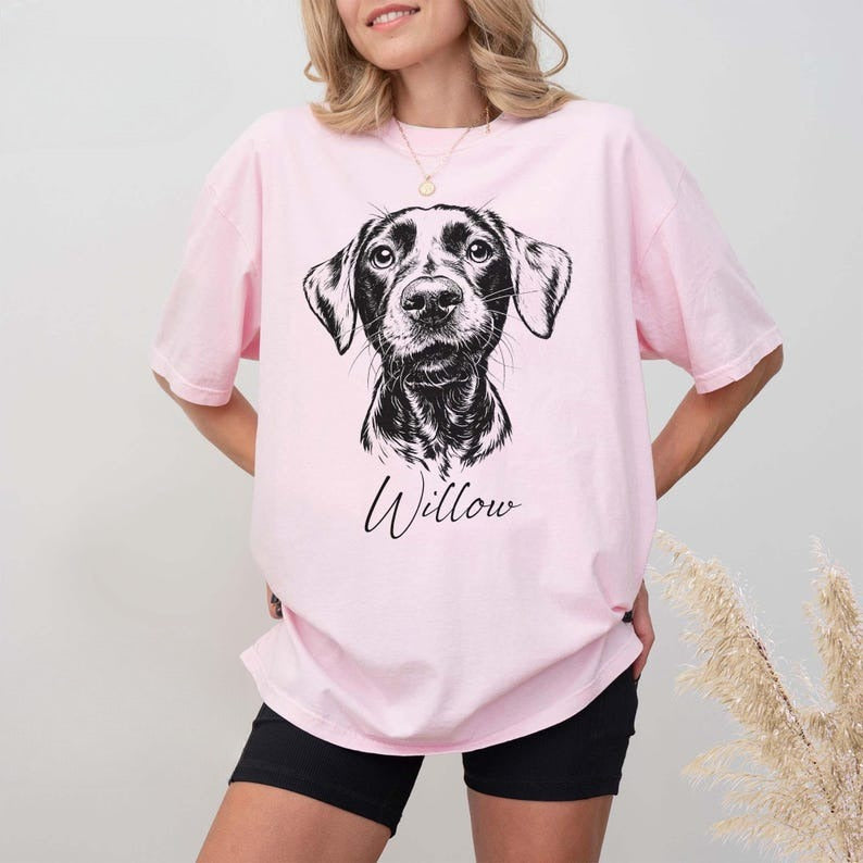 Custom Pet T Shirt with Pet Photo +Name, Personalized Pet Portrait Sweater, Custom Dog Cat Graphic Tee, Custom Pet Art Shirt, Pet Lover Gift