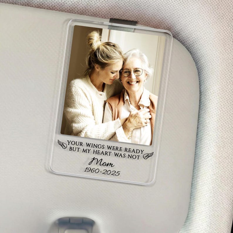 Personalized Memorial Photo Car Visor Clip: Loss Of Mom Gift, Guardian Angel Keepsake Gift, Sympathy Gift For Loss Of Loved Ones