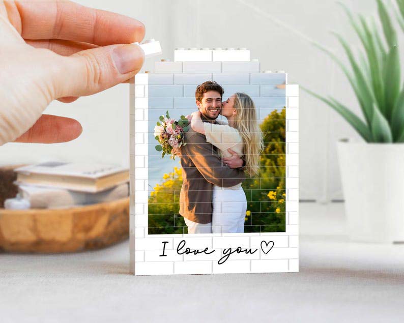 Personalized Couple Photo Building Block, Valentine Gift for Couple, Anniversary Gift for Him, Couple Bricks Puzzle Gifts, Love Gift