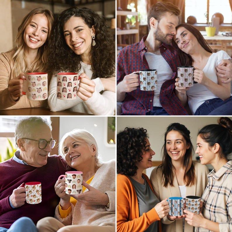 Custom Photo Mug with Faces for Family Friend Couple Pet Lovers, Personalized Cup with Photo, Custom Mug Photo, Custom Coffee Cup