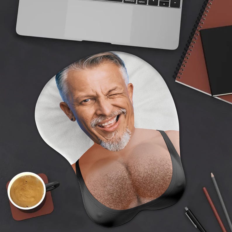 Custom Funny Face 3D Mouse Pad, Personalized Men Photo 3D Mouse Pad, Gift For Girlfriend Wife, Humor Gift for Boss Coworker