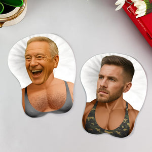 Custom Funny Face 3D Mouse Pad, Personalized Men Photo 3D Mouse Pad, Gift For Girlfriend Wife, Humor Gift for Boss Coworker