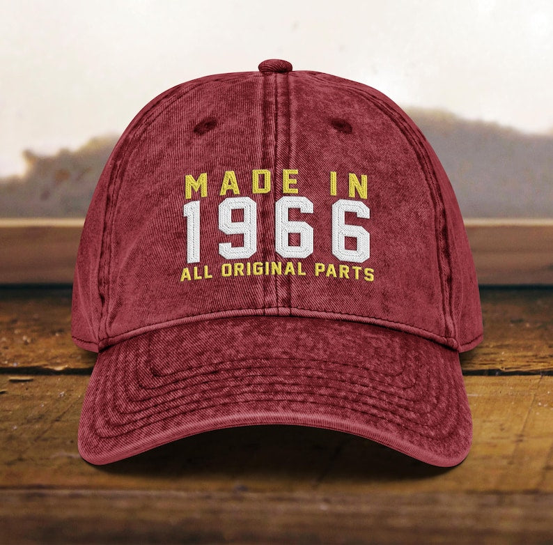 60th Birthday gift Vintage Embroidered Hat for 60th Birthday Born In 1966 Cotton Twill Cap